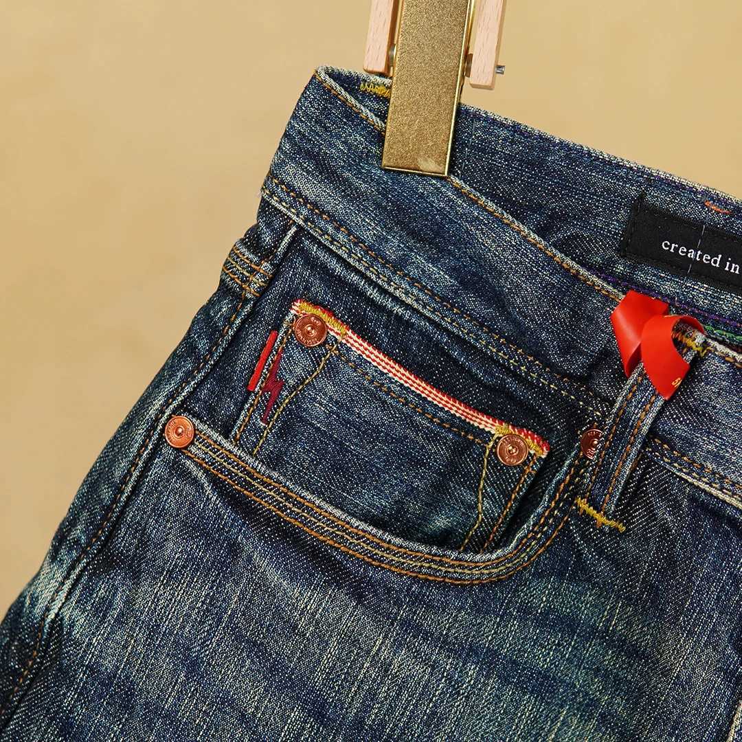 Heavyweight 16oz Red Selvedge Denim Jeans for Men Stretch Slim Straight Leg American Retro Trousers for Autumn and Winter 5KM M251113