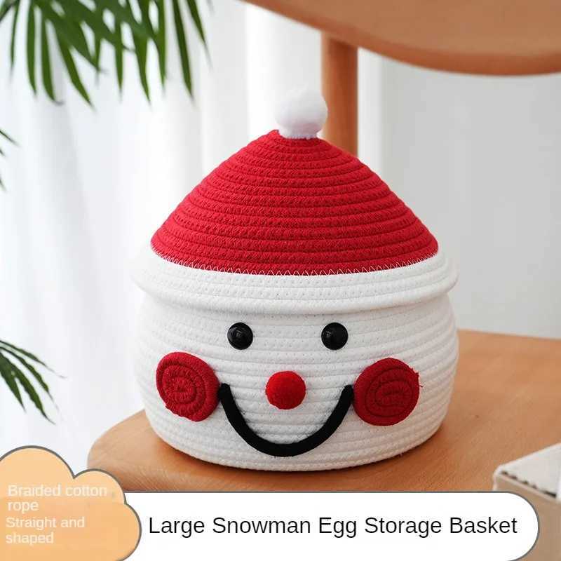 Christmas Christmas Large Snowman Egg Creative Storage Basket Cotton Woven Covered Desktop Storage Basket Dust-proof Cartoon Y251113