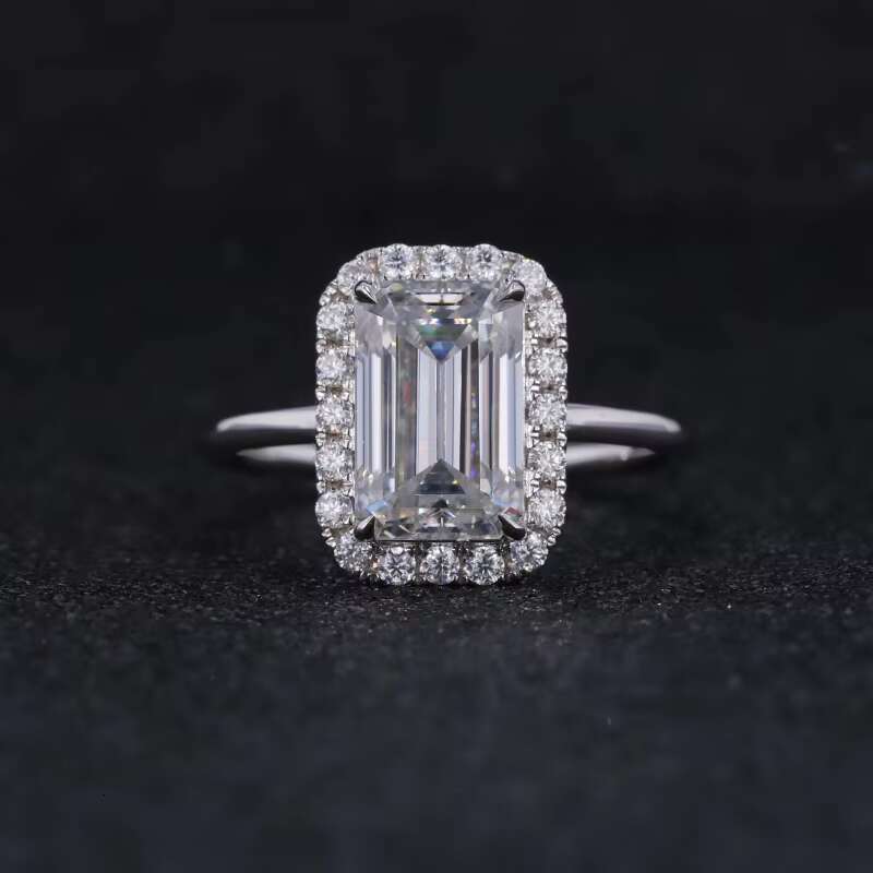 Starsgem Custom Jewelry 14k White Gold 10*6.5mm Emerald Cut Moissanite Ring