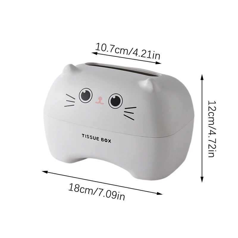 Kawaii Cat Teddy Bear Tissue Box Desktop Toilet Paper Holder Kitchen Napkin Storage Box WC Paper Container Nordic Style Decor Y251112