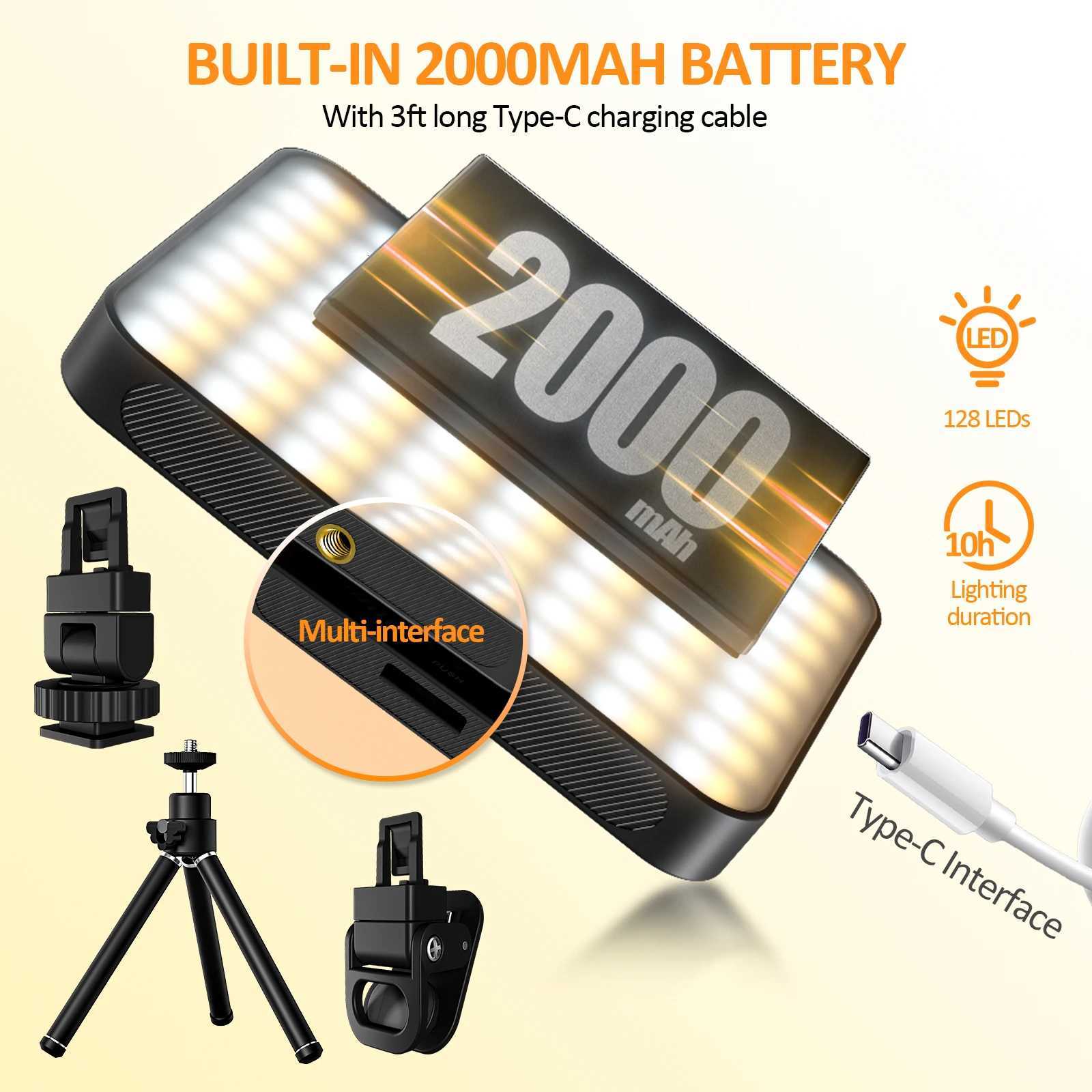 128LED Rechargeable Selfie Light Clip Magnetic Fill Light for Phone Laptop Tablet For Vlogging Video Conference Live StreamM251113