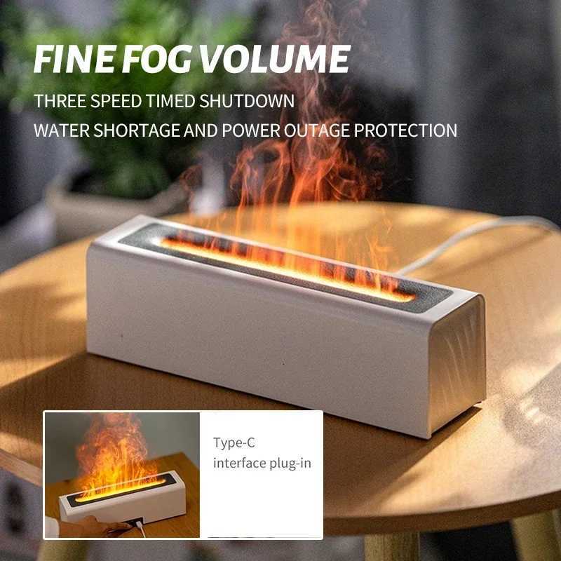 Desktop Seven Color Simulation Flame Diffuser Home Office Usb Plug-in Air Humidifier Fragrance Machine Humidifier Diffuser Y251113