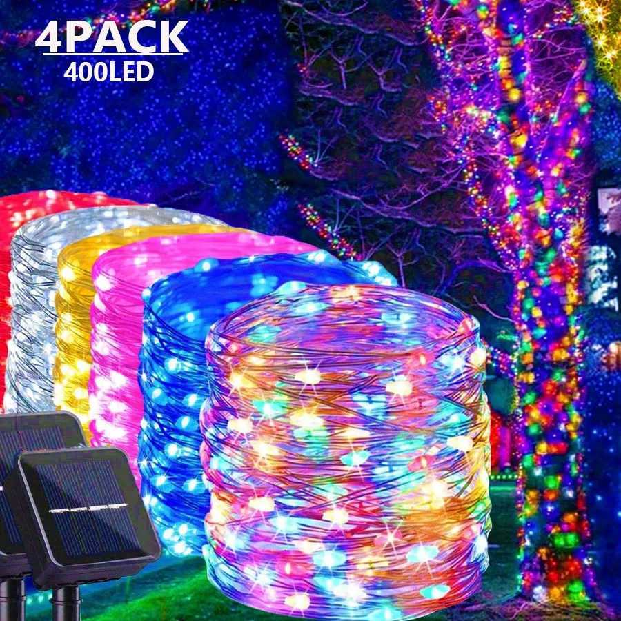 4Pack 400 LED Solar Light Outdoor Lamp String Lights For Holiday Christmas Party Waterproof Fairy Lights Garden Garland Copper M251113