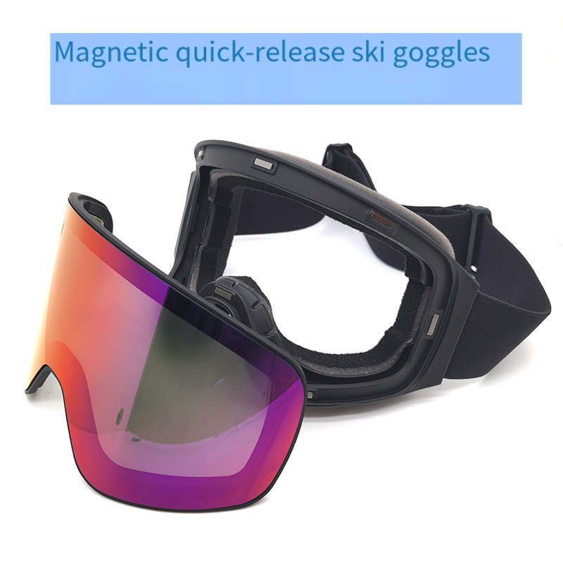 New magnetic anti-fog ski goggles, double-layer cylindrical quick-release lenses, UV protection snow sports goggles