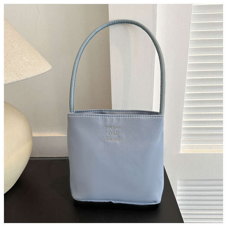 Korean mucu and ebony fashionable embroidered high elastic waterproof nylon versatile casual underarm shoulder bag for women