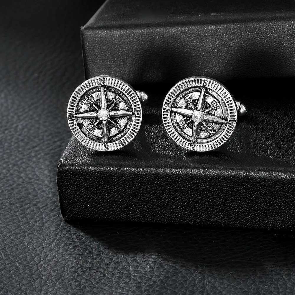 High quality luxury compass cufflinks mens octagonal star cufflinks business party cufflinks shirt buttonsT250412