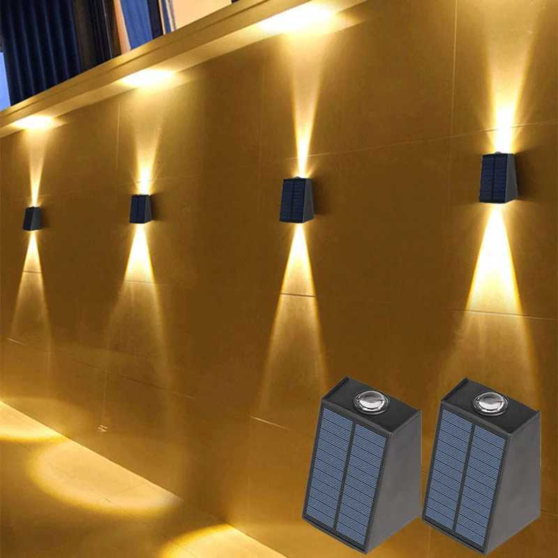 2 LED Solar Wall Lamp Waterproof Outdoor Solar Garden Decor Lights Up and Down Luminous Lighting for Street Balcony Garden Villa M251113