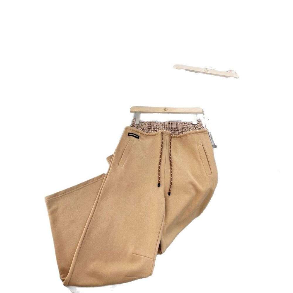 Designer clothing Designer clothing Nanyou Miu series casual for spring 2025, new color blocking plaid double waistband drawstring letter logo straigh