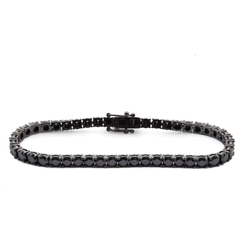 Hip Hop Jewelry Sterling Silver S925 Black Gold Plated 3MM Men Moissanite Tennis Bracelet