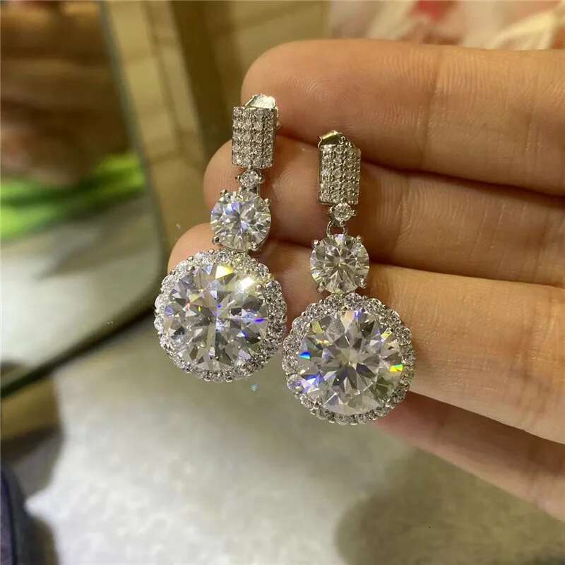 Platinum PT950 new 5 carat D color moissanite earrings fire color super good super flash moissan diamond eight hearts and eight