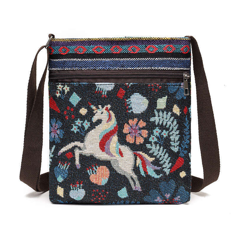 New best-selling embroidered ethnic style for women's cute outdoor travel mobile phone canvas crossbody shoulder bag