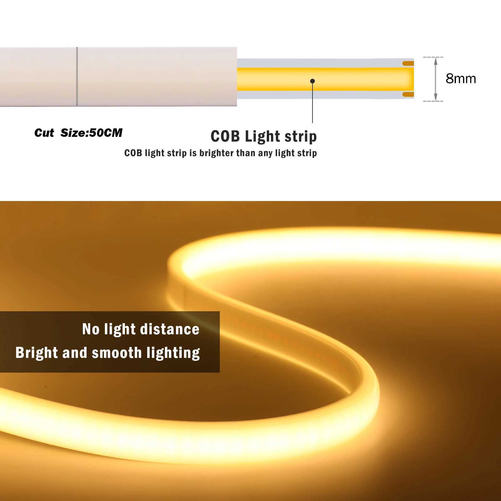 1-50M 220V COB LED Neon Strip Light IP67 Waterproof With Switch/Dimmer EU Plug White Natual Warm Flexible Ribbon Tape Room Decor W251112