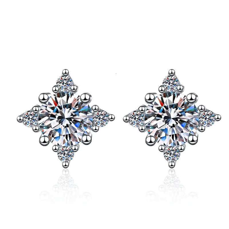 Fine Jewel Premium Minimalist Star Earrings Diamond S925 Sterling Silver VVs1 Moissanite Earrings of Wedding Engagement