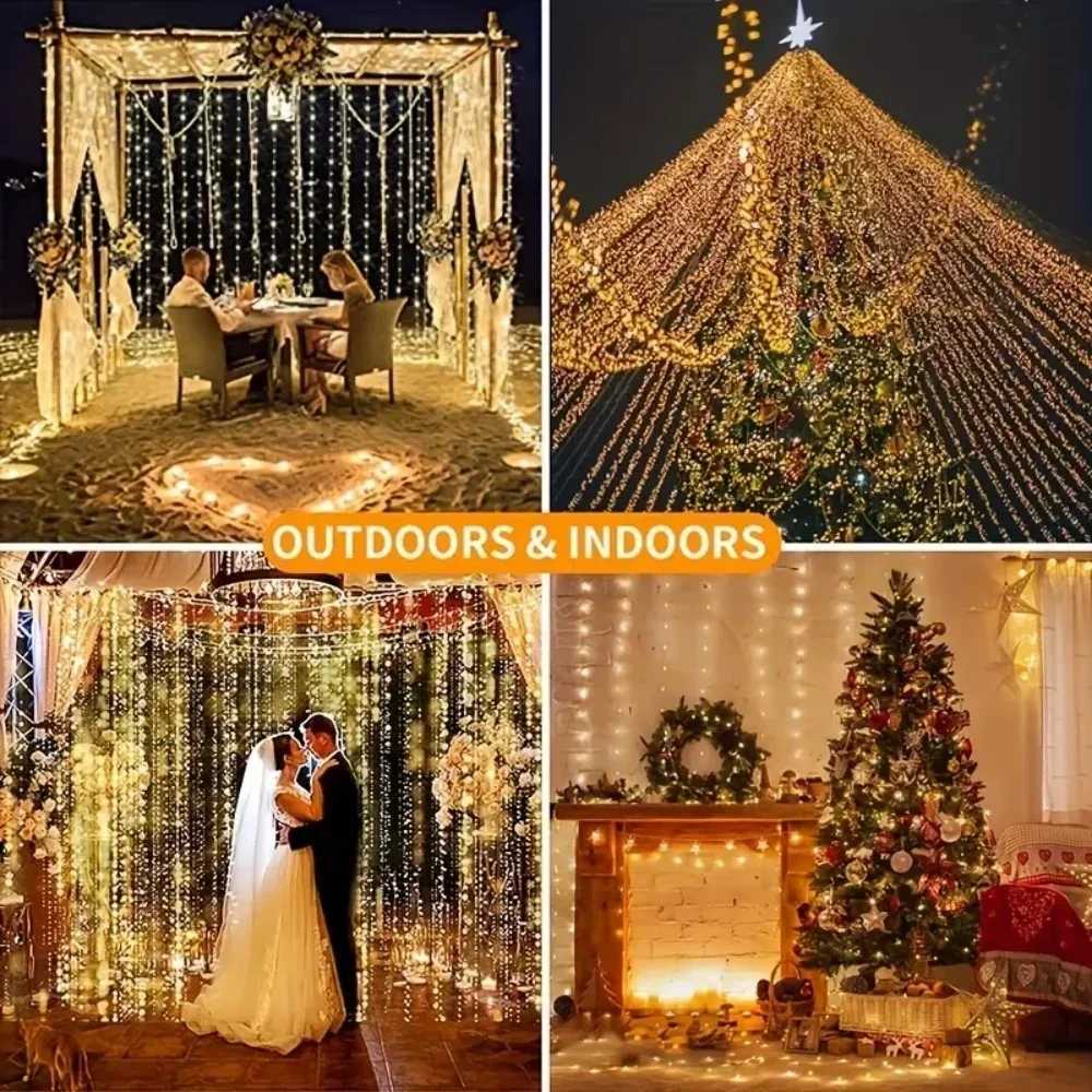 3/4/6M LED Curtain String Lights USB 8Modes with Remote Control Wedding Fairy Garland Lights for Bedroom Christmas Home Decor W251112