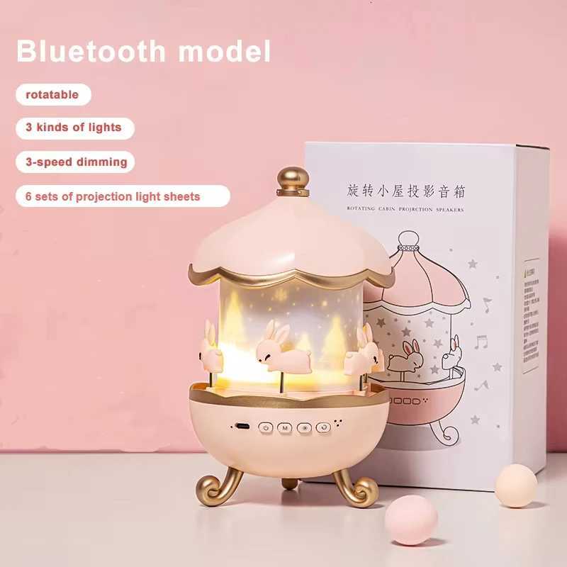 Starry Sky Projection Small Night Light Carousel Horse Remote Control Bluetooth Audio Cute Creative Birthday Gifts Bedside Lamps M251113