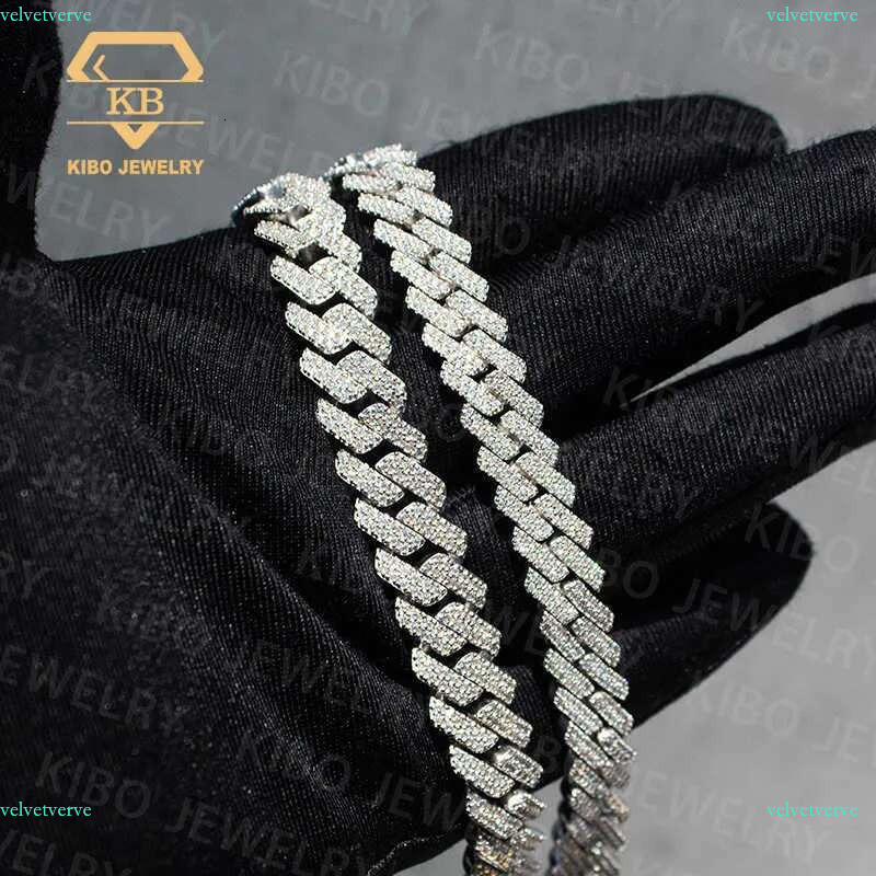 Rapper Jewelry Iced Out Hiphop Necklace For Men 8mm 10mm 12mm Sterg Sier lab dia moissanite cuban k chain very nice