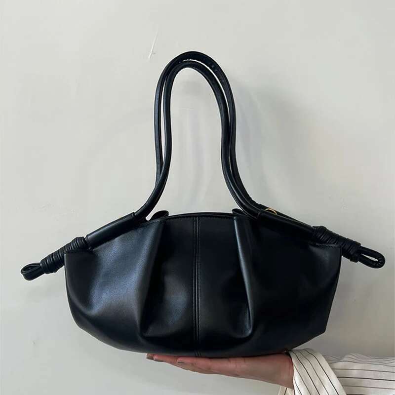 Brand Cloud Dumpg Drawstring Design Women's Adjustable Shoulder Strap Crossbody Handbag Textured Underarm Bag