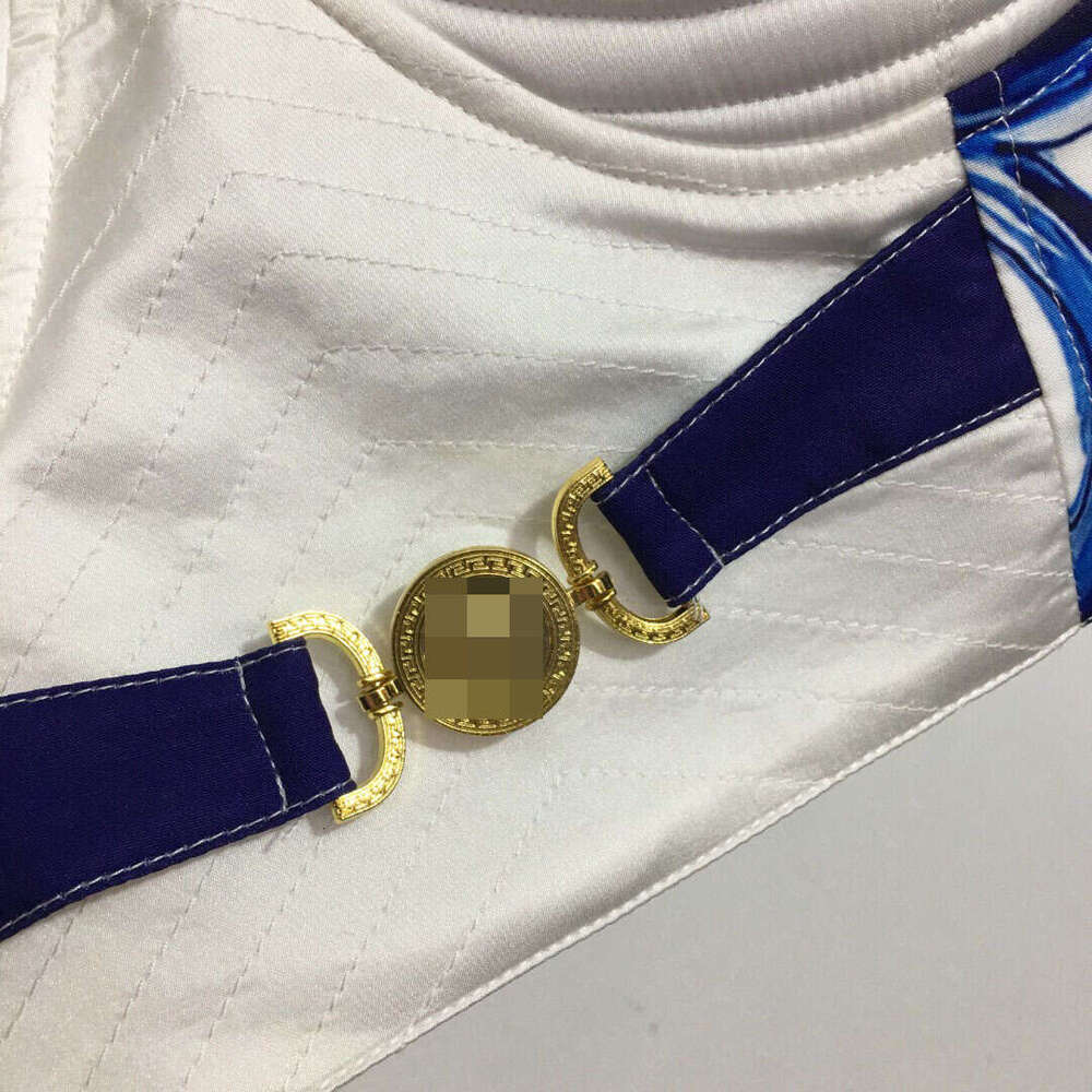 2024 South Oil Hot selling New Set Portrait strapless Strap Top+Blue and White Porcelain Printed High Waist Half Skirt