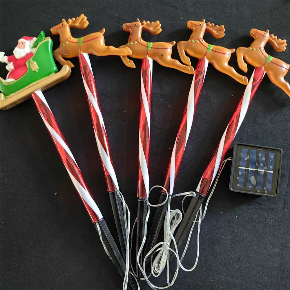 5pcs Solar LED Christmas Lights Santa Reindeer Pathway Lights for Outdoor Patio Garden Lawn Decor Holiday Lights Waterproof M251113