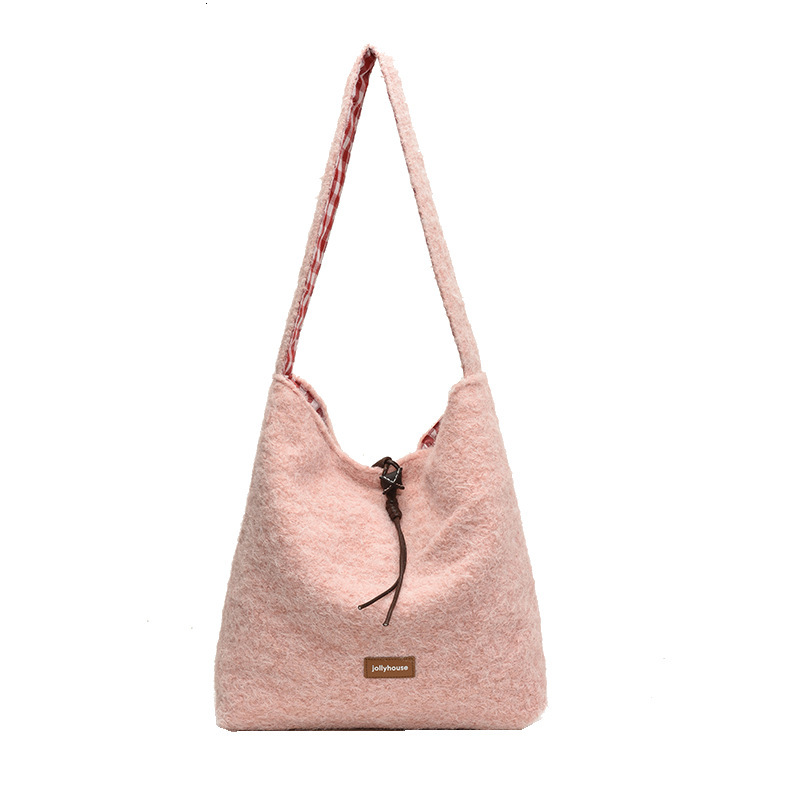 2025S Designer Women S Bag Winter Plush Bucket With Large Capacity Casual And Lazy Style Tote Fashionable Women S Bag Work Commuting Shoulder Bag