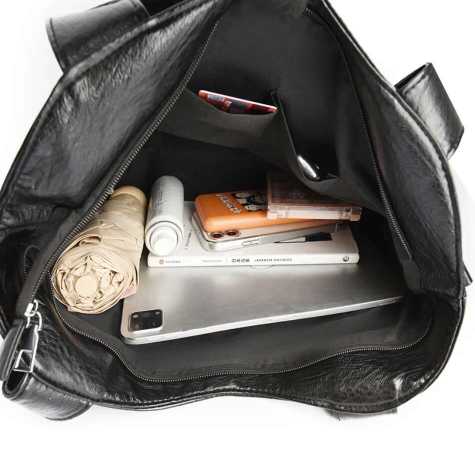 Solid Shoulder Bags For Women 2025 High-Quality Soft Leather Crossbody Handbags Lady High-Capacity Travel Shopper Bag Sac A Main