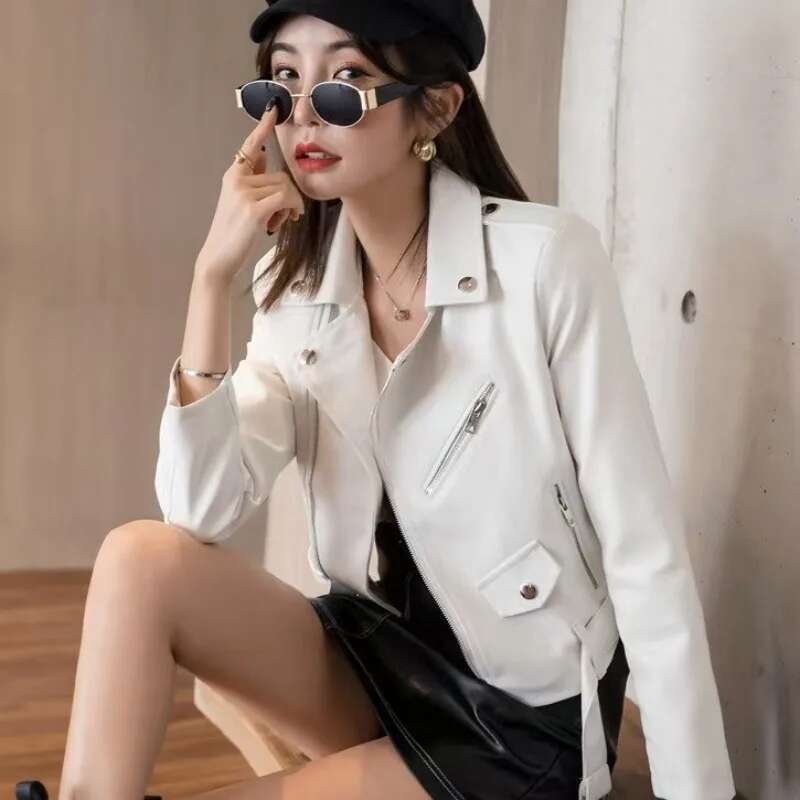 Designer Clothes Autumn Short Faux Women 2025 Basic Fashion Zipper Soft Motorcycle PU Leather Jacket Ladies Street Coat