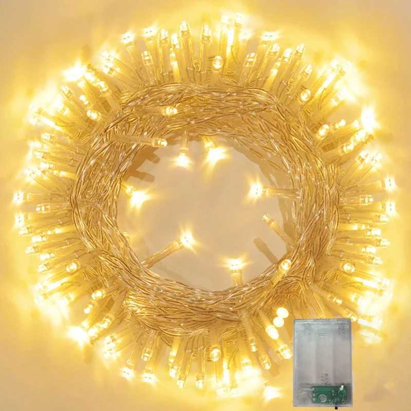 1/2/4/10M LED Outdoor Lights Garland Fairy Light Battery-operated Waterproof Christmas Ornament Wedding Garden New Years Decor M251113
