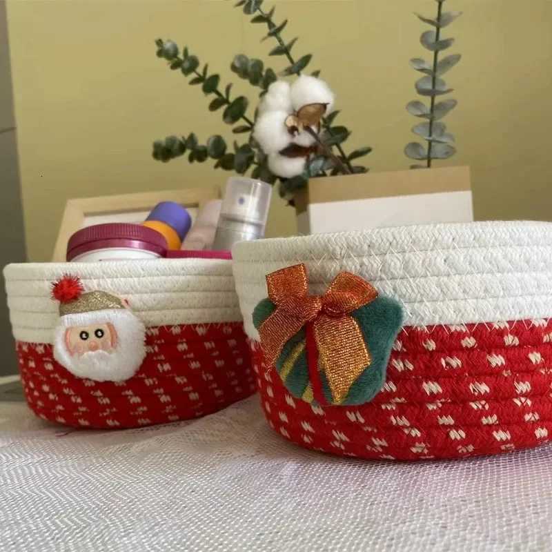 Christmas 1pc Festive Red Fabric Christmas Storage Basket - Perfect for Gifts Toys Ideal Holiday Decor Y251113