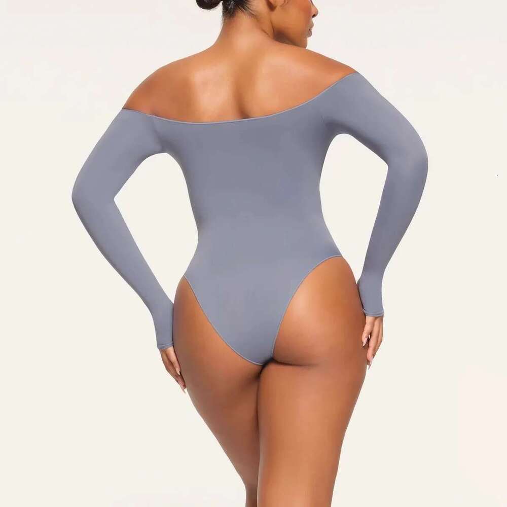 Women's Wear Mimilo Off-The-Shoulder Long Sleeve T-Shirt Base Tight-Fitting Jumpsuit To Cover Buttocks