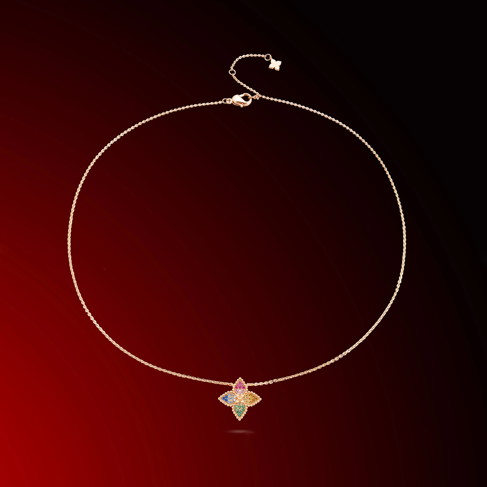 Fashion Luxury Colorful Necklace High-end Color Diamond Four-leaf Clover Earrings Earrings Earrings Set Jewelry for Women