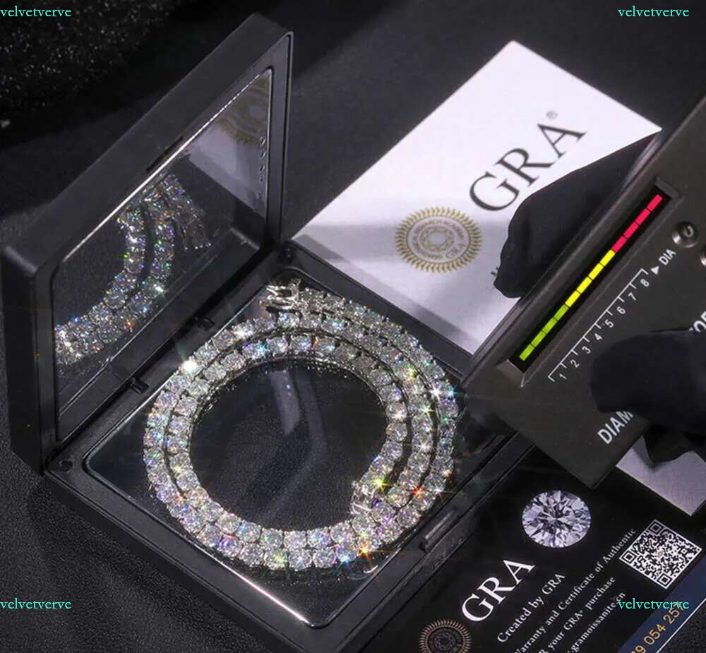 Bracelet necklace hip-hop tennis Sterg Sier VVS Moissanite Dia Cluster Iced Out Cuban Chain for fashion Men Women