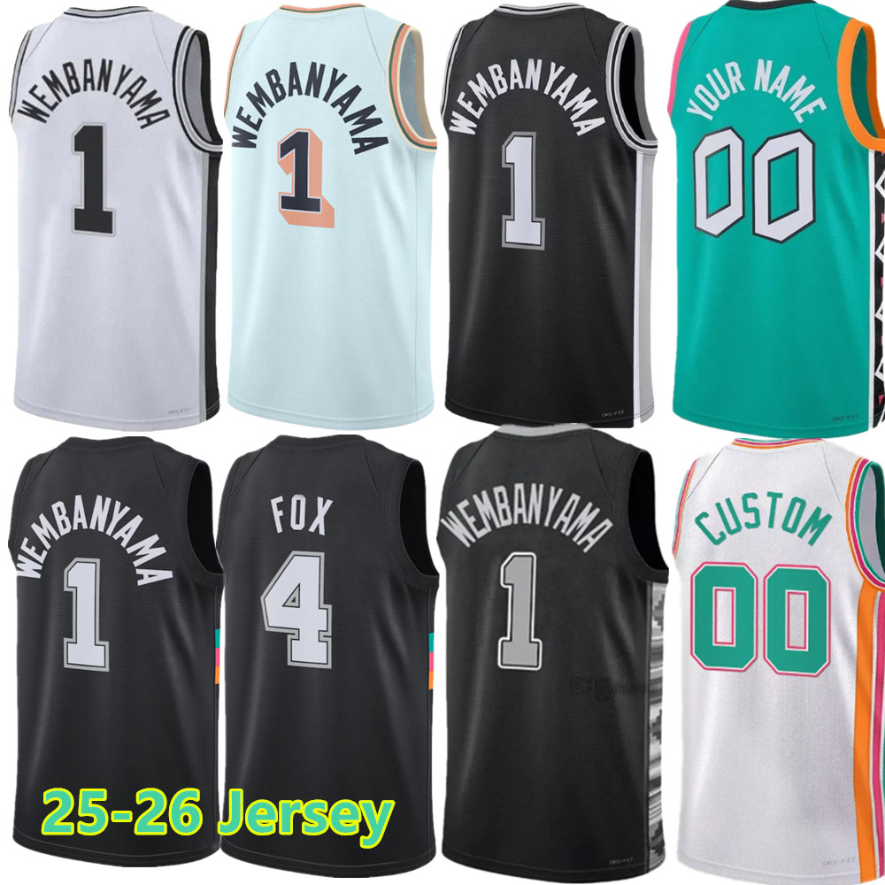 Custom 1 Victor Wembanyama Basketball Jersey Luke Kornet Devin Vassell DeAaron Fox Men Keldon Johnson Tim 21 Duncan Jeremy Sochan Spur Castle Kelly Olynyk