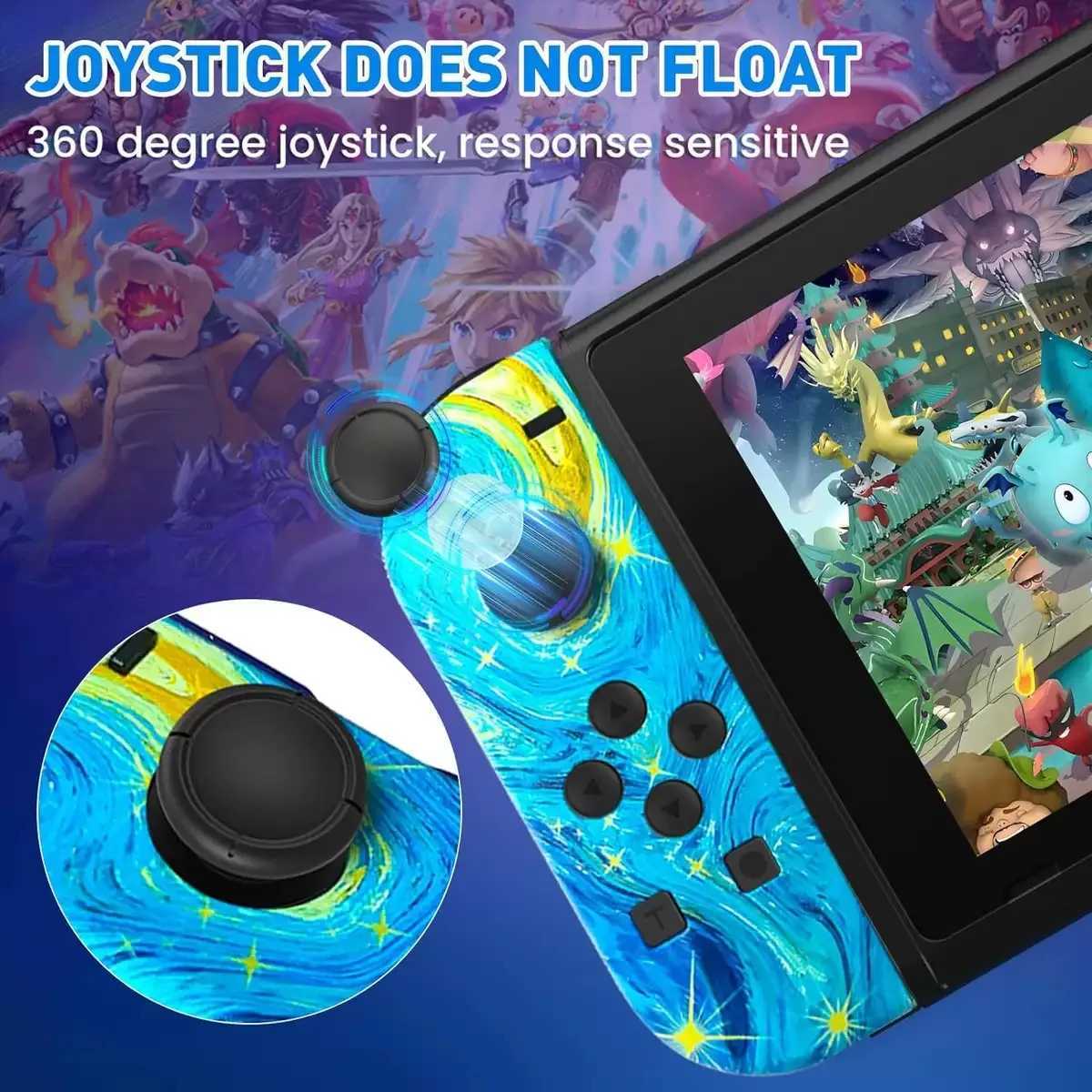 For NS Switch Controller BT 52 RGB LED Left Right Joypad for Switch/Lite/Oled Joy-Con Gamepads Joystick with Dual Vibration H251113