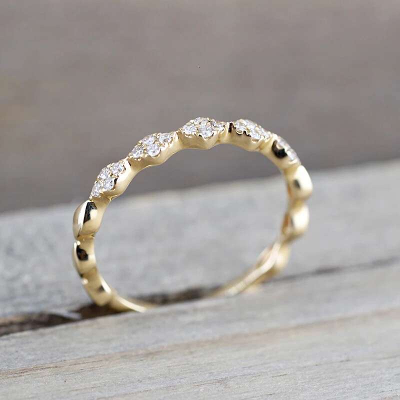 14K Yellow Gold DEF Engagement Band CVD HPHT 0.08ctw Lab Grown Diamond Solitaire Wedding for Women