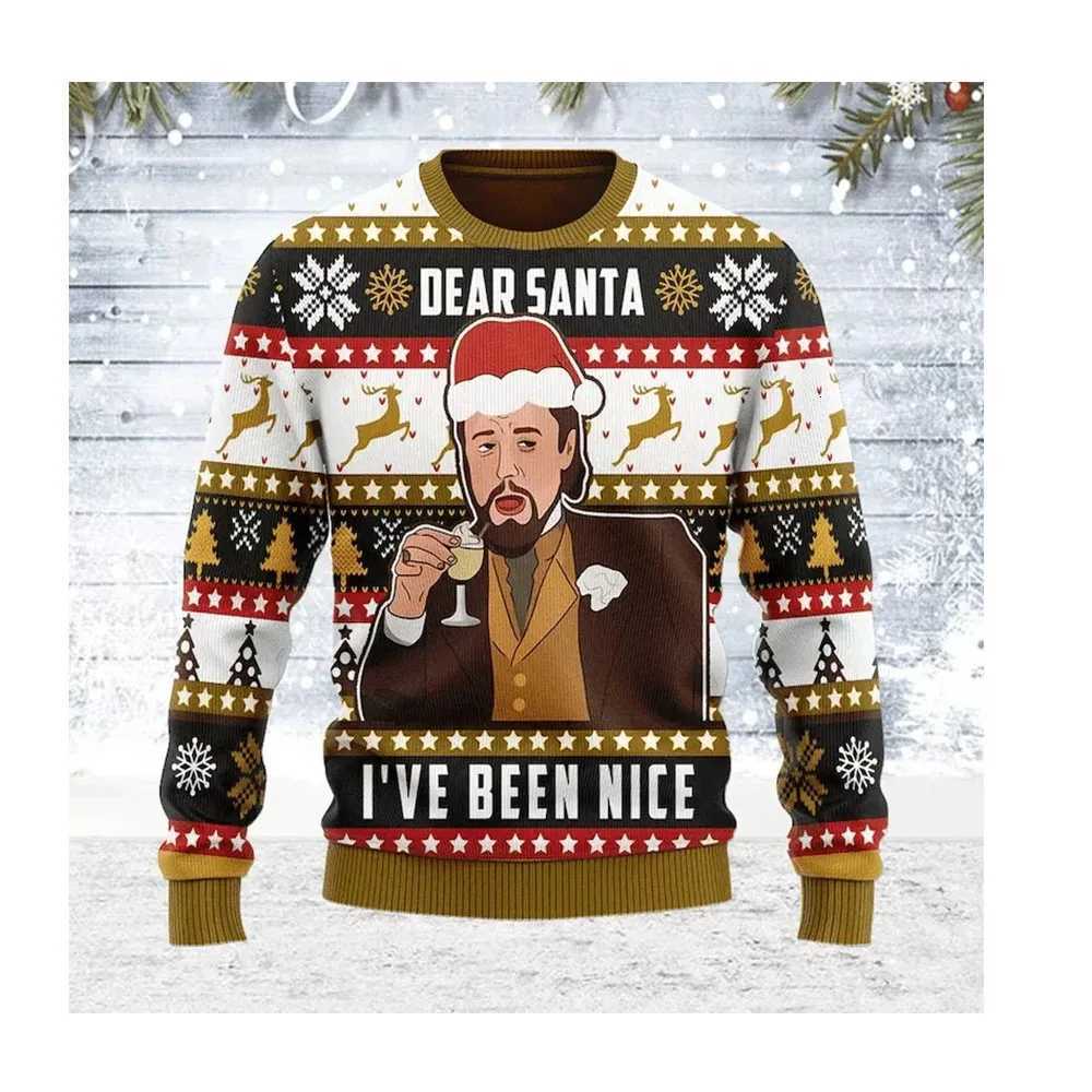 Autumn Winter Clothing Laughing Leonardo DiCaprio Meme Ugly Christmas Sweater Gift Santa Pullover Men 2025 3D Sweatshirt Top W251113
