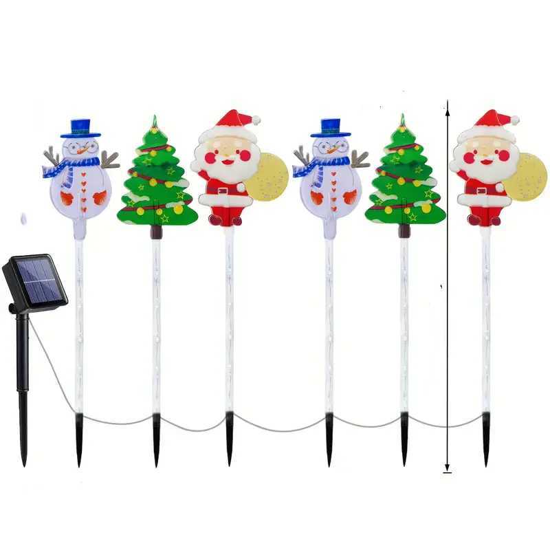 6PCS Solar Powered Christmas Stake Lights Solar Christmas Decor LED Lights Outdoor Waterproof Garden Walkway Holiday 870 M251113