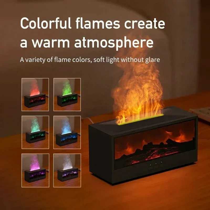 Simulated 3D flame aromatherapy machine essential oil humidifier color atmosphere lighting with remote control holiday gift Y251113