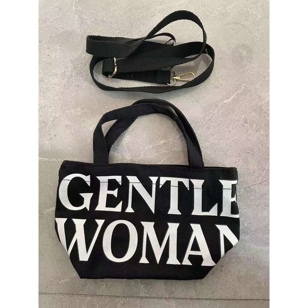 INS trendy crossbody artistic casual single shoulder hand-held dual-use letter canvas shopping bag