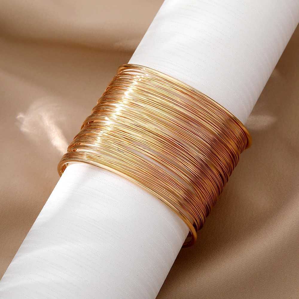 IPARAM Creative Gold Color Metal Wire Bracelet for Women Men Open Mouthed Intersecting Intertwined Bangle Fashion Jewelry GiftsC250411