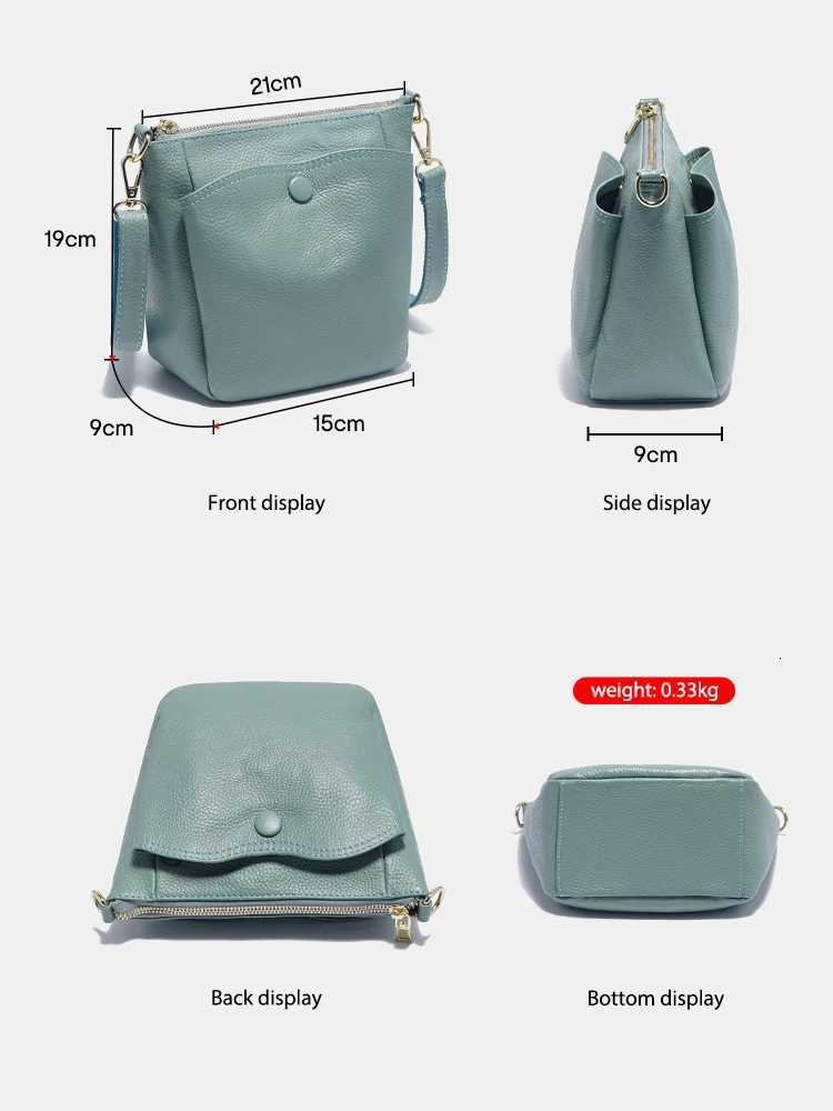 Zency Laides Small Soft Genuine Leather Handbag Casual Women Crossbody Bag Simple Bucket Bag For Phone Female Purses Grey BagW251112