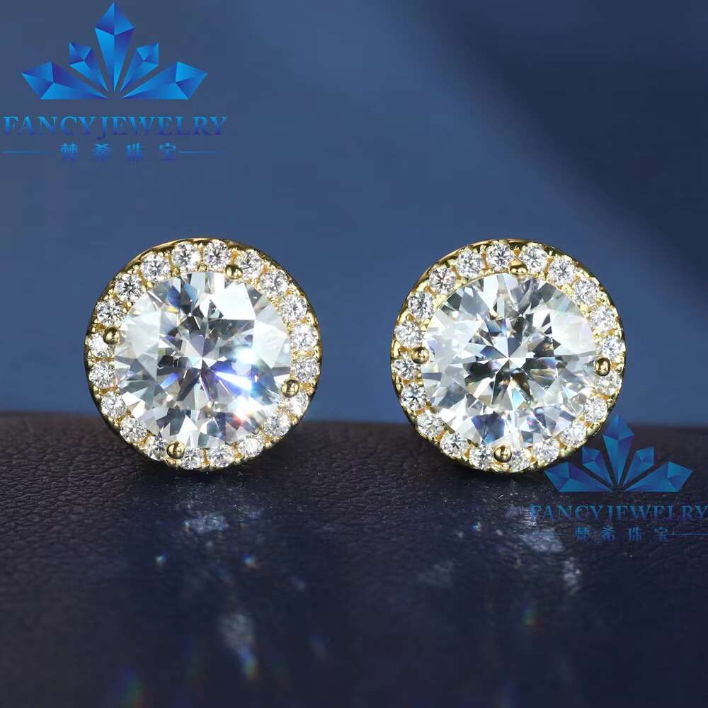 2 Carat 8mm Moissanite halo Earrings White Gold Yellow Gold Plated D VVS Moissanite Gra butterfly Lock Women Earring 925S