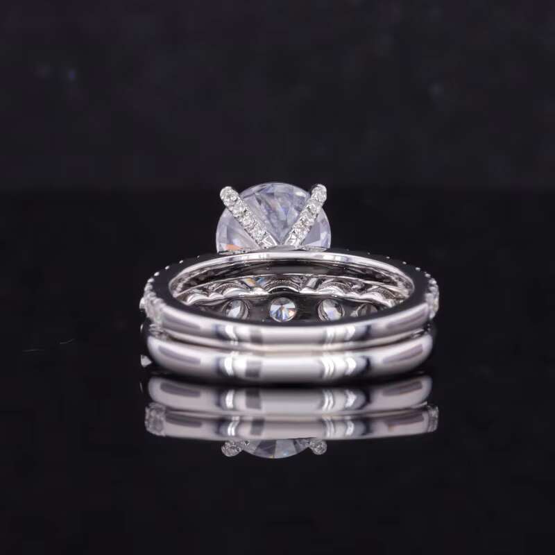 New Wedding Rings 925 Sterling Silver Lab Created Moissanite Diamond Rings Jewelry Women Round Cut Gemstone Engagement Ring Set