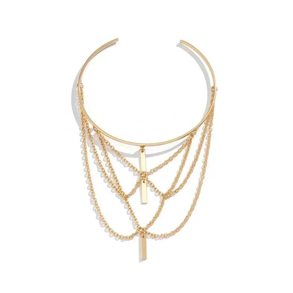 Gold Color Open Upper Arm Bracelet Womens Jewelry Rectangle Charm Tassel Arm Bangle Party Summer Fashion Accessories NewC250411