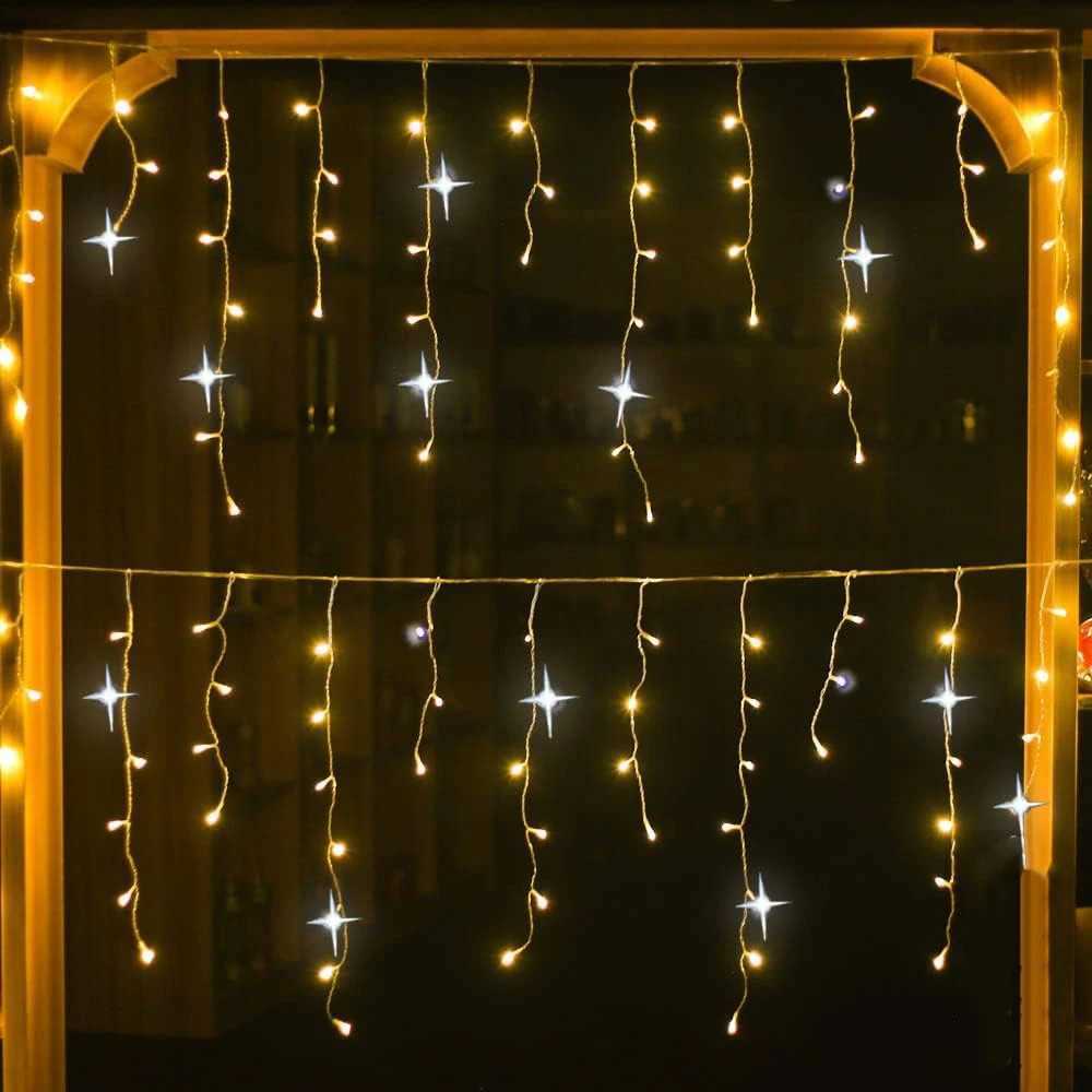 2025 Christmas Lights Street Garland Led Icicle Curtain Lights White Flash Outdoor Festoon Fairy Light Wedding New Year Decor M251113
