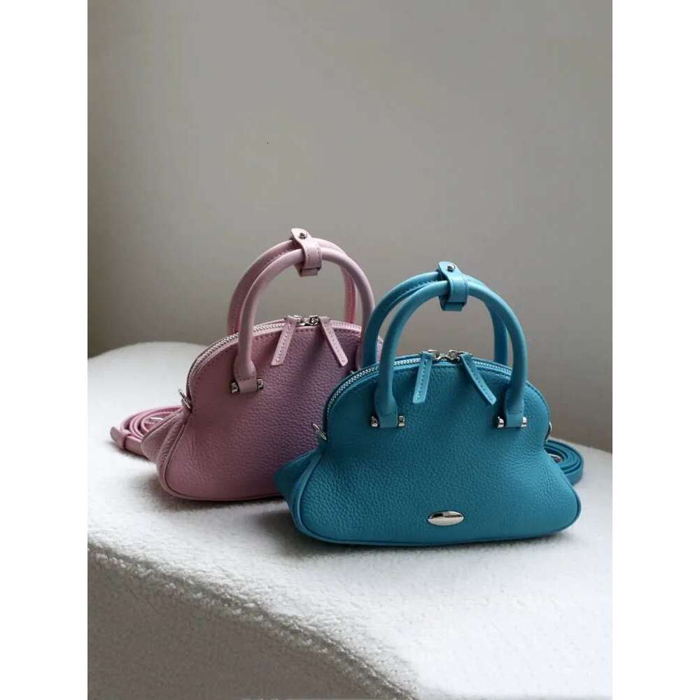 Women Cowskin Genuine Leather Bag Fashion Design Shell Totes Office Ladies Handbag Solid Color Crossbody Single Shoulder Bags