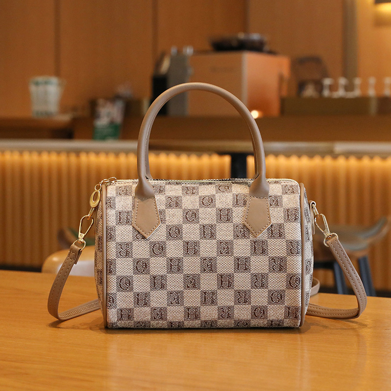 Retro Handbag Checkerboard Bag Printed Premium Boston Women's Bag