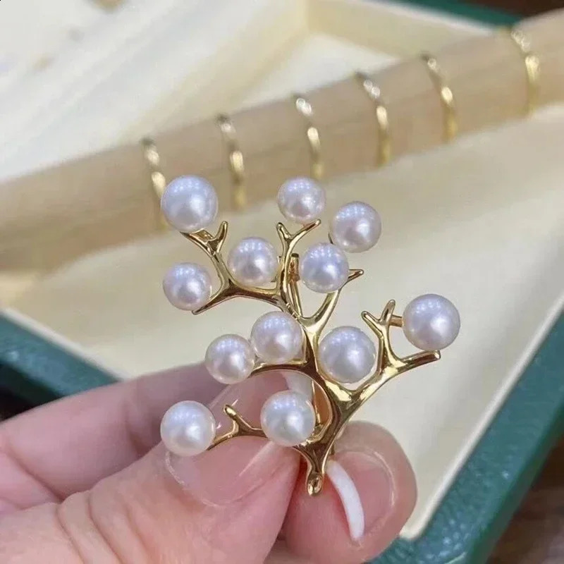 Happiness Tree Brooch with Multiple Freshwater Pearls Natural White Willow Branches Unique and Exquisite Gifts for Men and Women 250409
