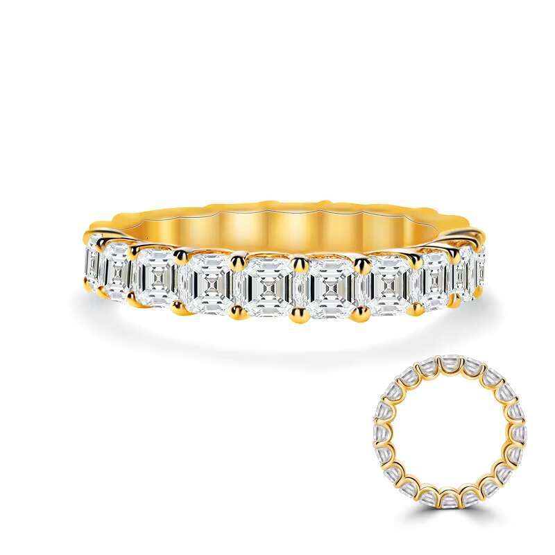 18k Gold Lab Diamond Ring 2*2mm Asscher Cut Lab Grown Diamond White Rose Yellow Gold US6 Ring Diamond Jewelry
