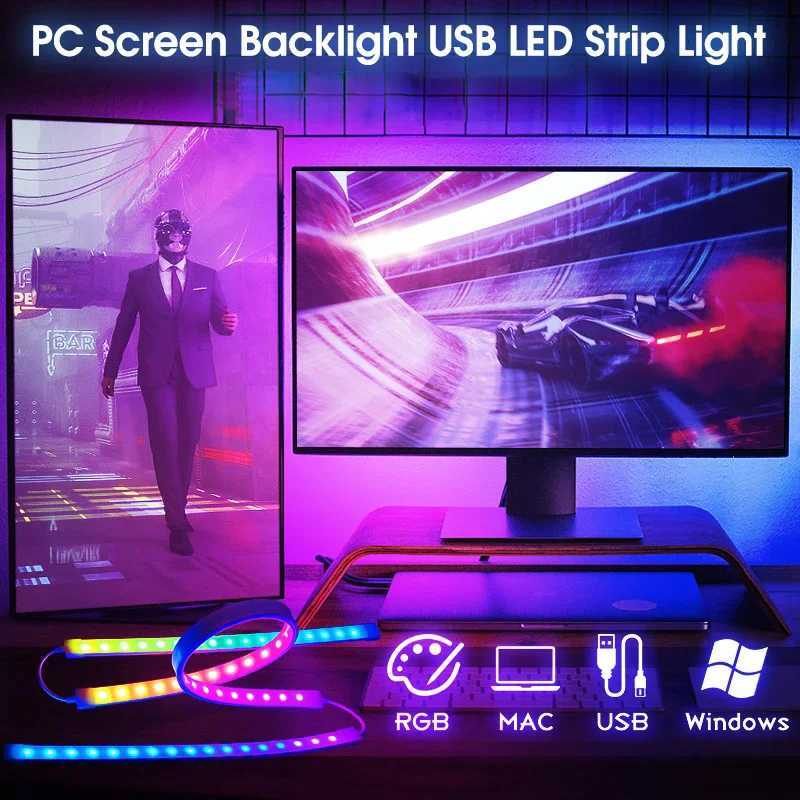 Smart Ambient TV Backlight USB PC LED Strip Lights 24 27 32 34 Inch Monitor Screen LED Backlight DIY Game Atmosphere Decor Lamp W251112