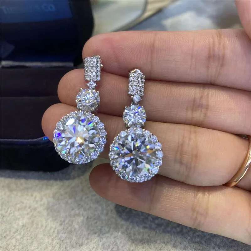 Platinum PT950 new 5 carat D color moissanite earrings fire color super good super flash moissan diamond eight hearts and eight